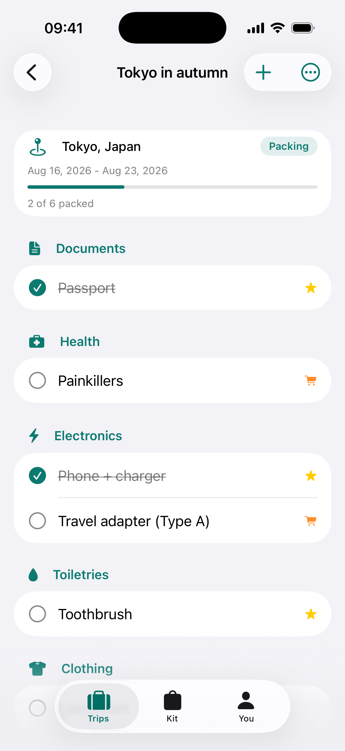 Pack it off, category by category